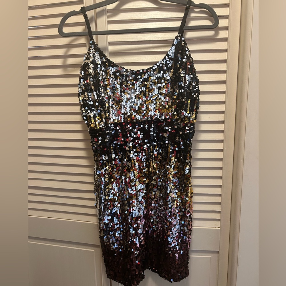 Fashion Nova Silver and Gold Sequin Cocktail/Homecoming Dress